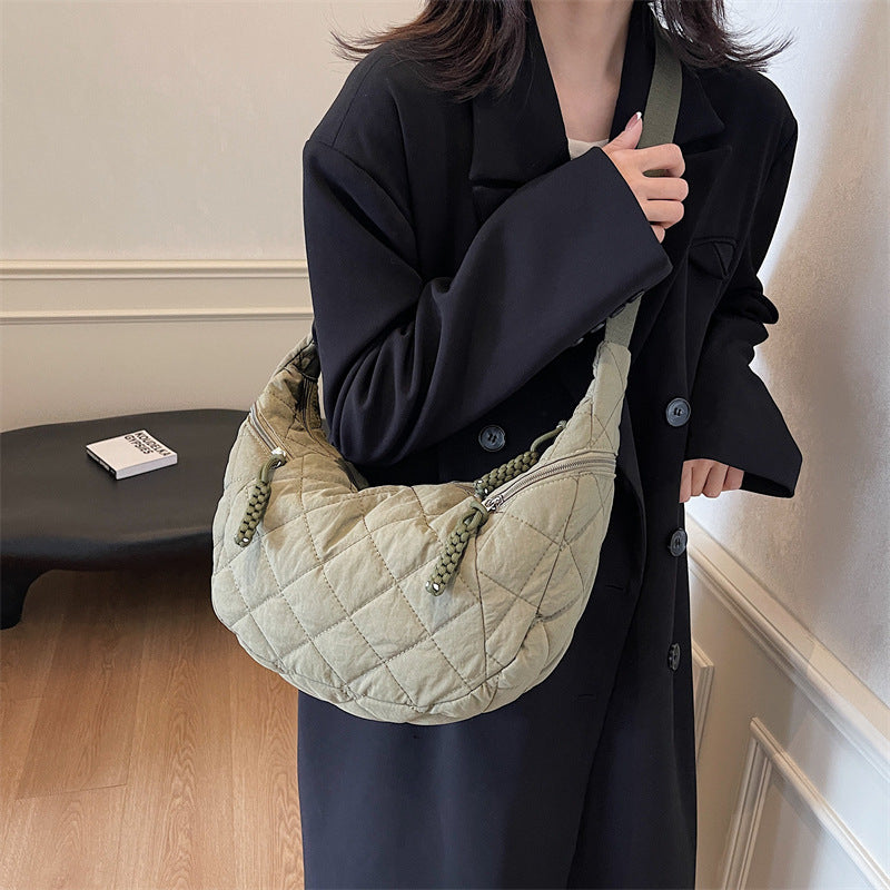 Quilted Soft Fabric Hobo Handbag Calm Wears