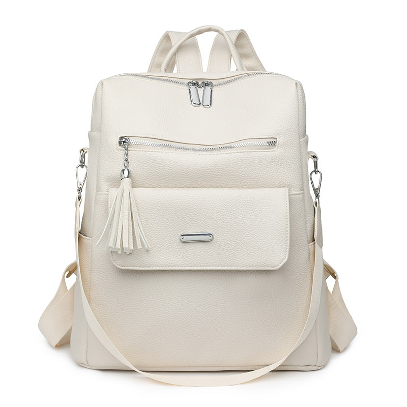 Stylish Multi-Pocket Leather Backpack  1788673935