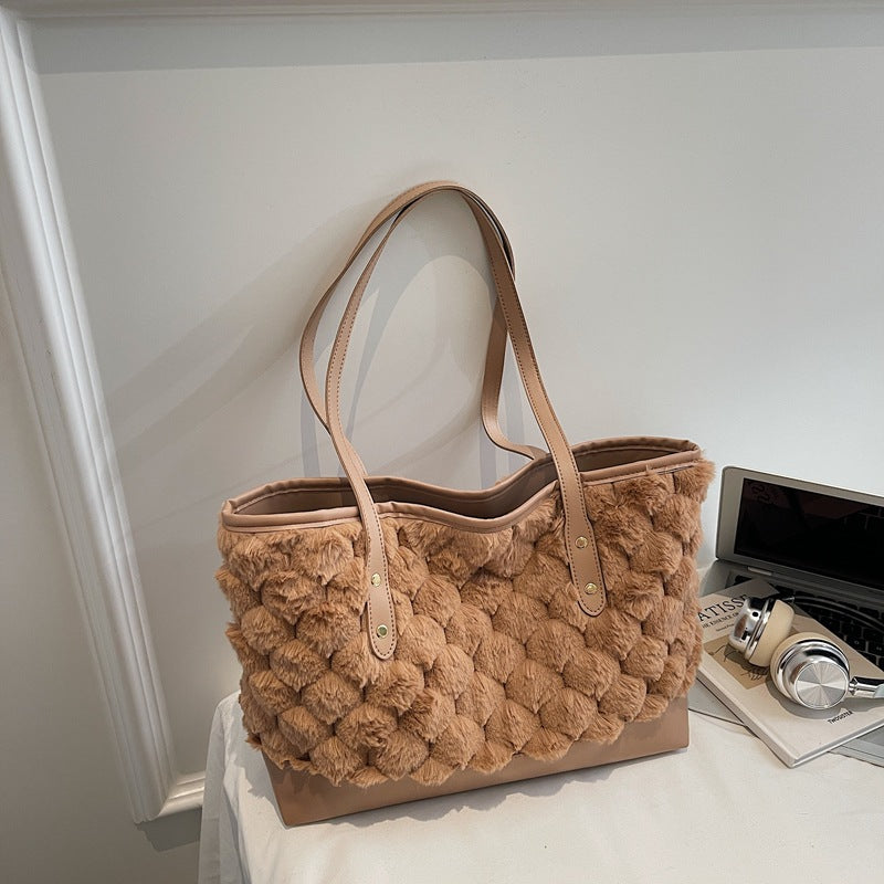 Women's tote bag made of high-quality synthetic leather with textured surface-https://detail.1688.com/offer/1027891272348.html-Calm Wears-Khaki-nothing-Calm Wears
