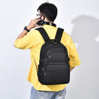 Functional backpack with ergonomic carrying system and multiple pockets