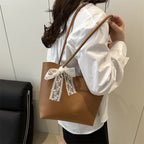 Women’s tote bag made of high-quality synthetic leather with playful bow detail-https://detail.1688.com/offer/912998880243.html-Calm Wears-Braun-nothing-Calm Wears