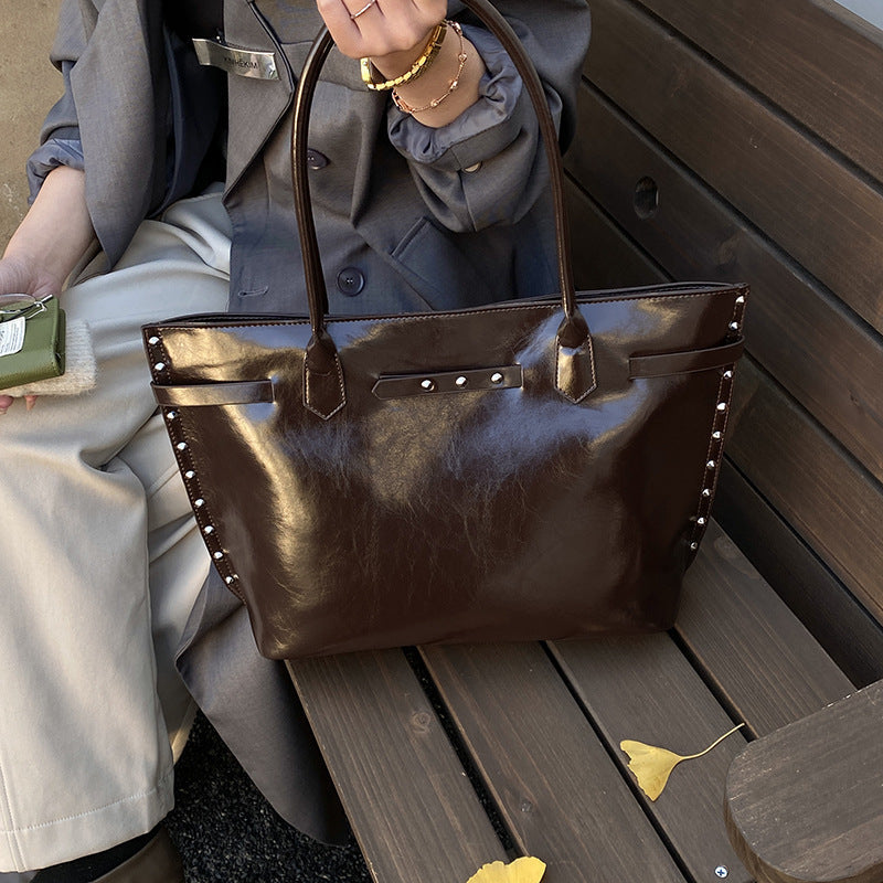 Ladies stylish Tote Bag with fashionable detail-https://detail.1688.com/offer/995351691155.html-Calm Wears-Braun-nothing-Calm Wears