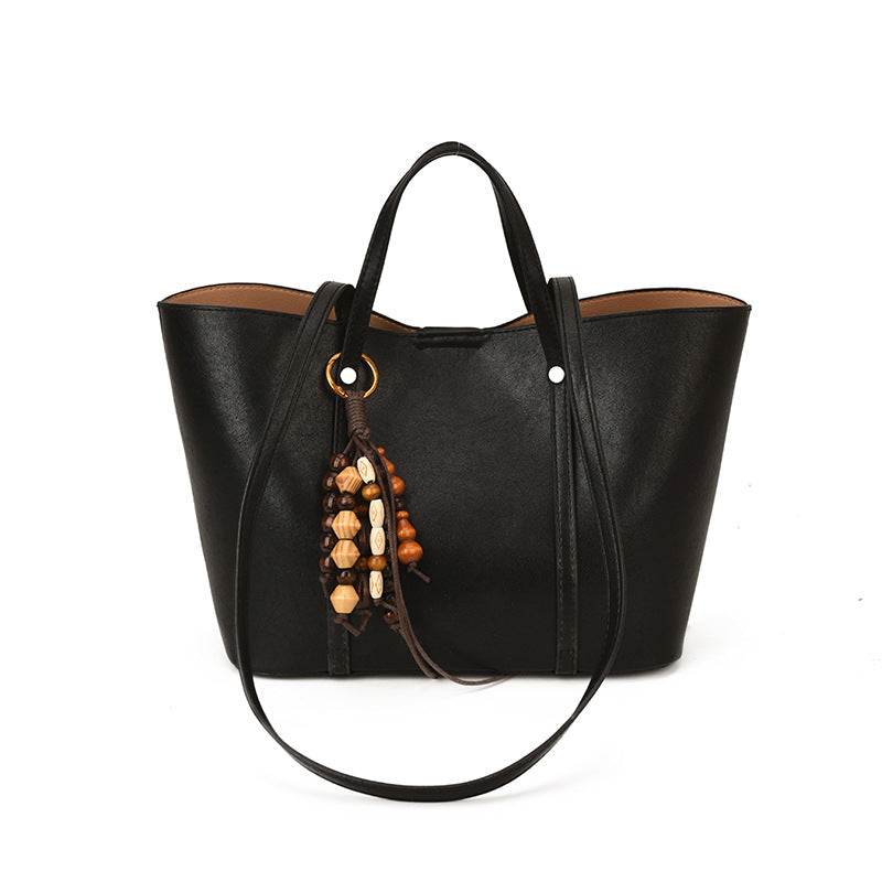 Women's Tote Bag with Modern Design and Unique Beaded Pendant-https://detail.1688.com/offer/998937224371.html-Calm Wears-Black-Size: Without hanging piece-Calm Wears