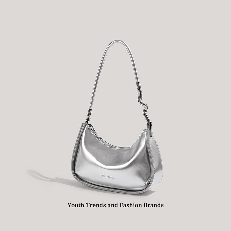 Sleek Metallic Evening Shoulder Bag