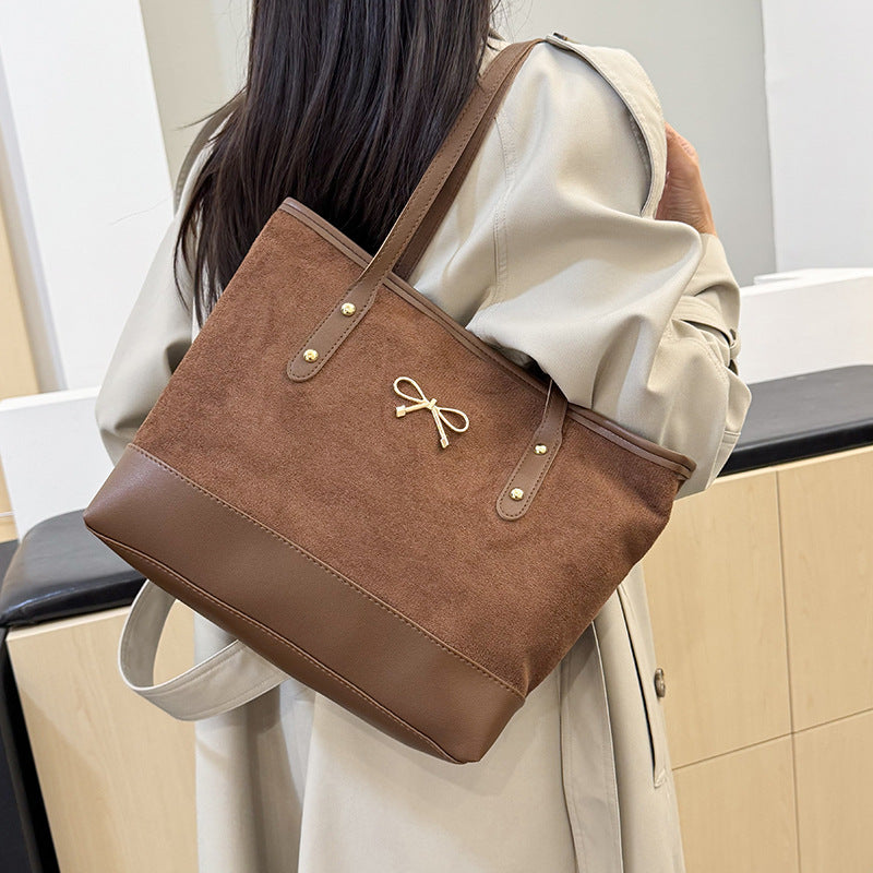 Stylish Faux Suede Tote Bag