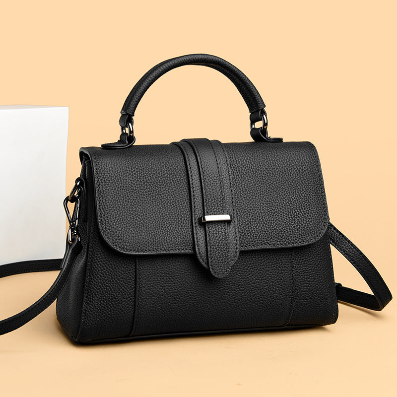 Elegant Leather Top Handle Handbag
