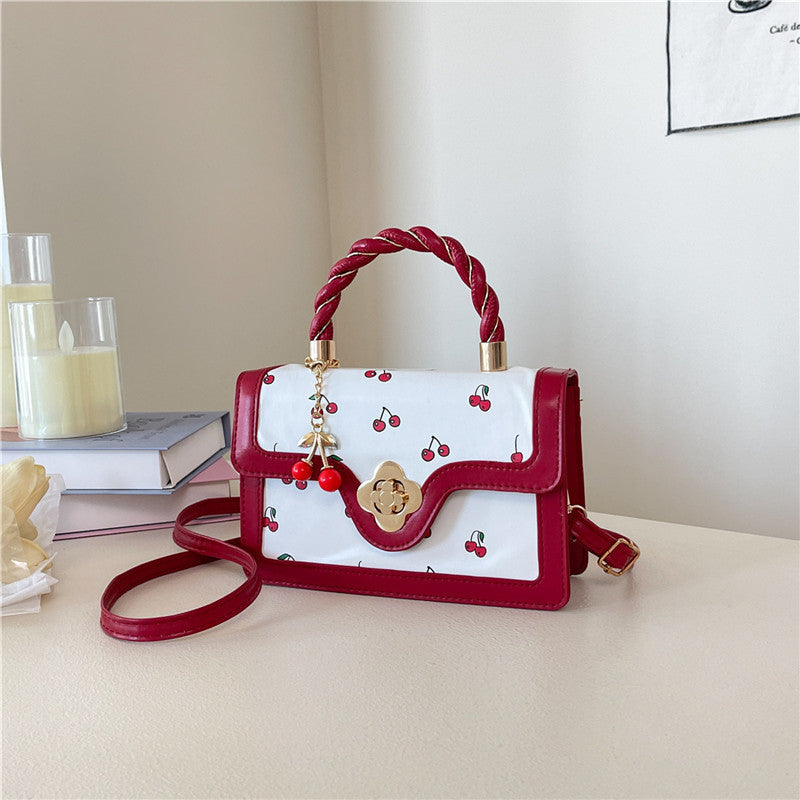 Playful Cherry Print Mini Satchel Handbag