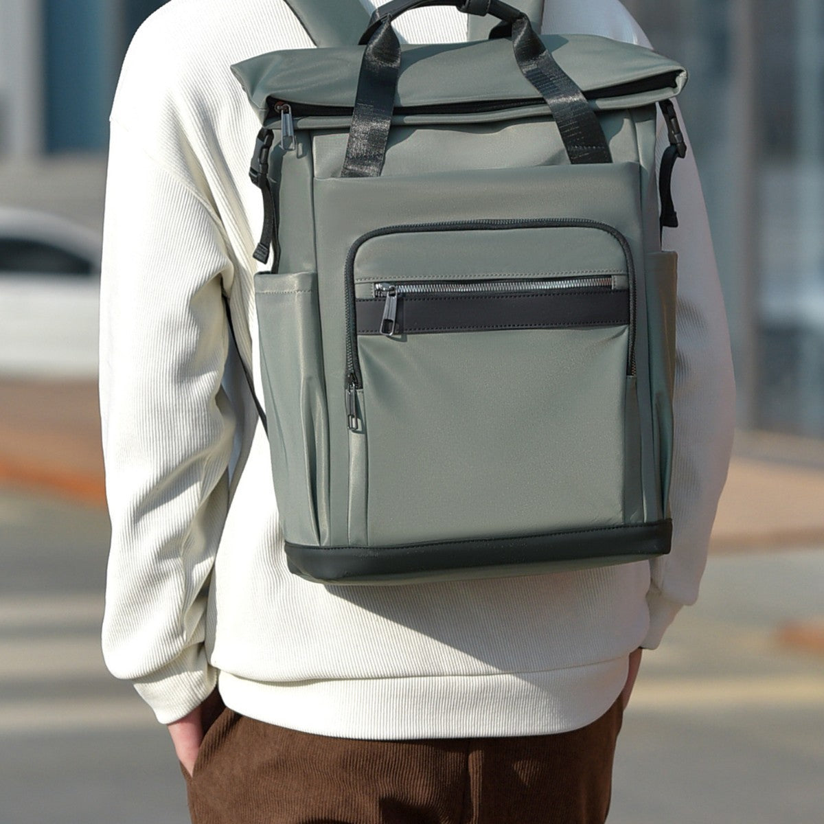 High-Capacity Waterproof Roll-Top Backpack