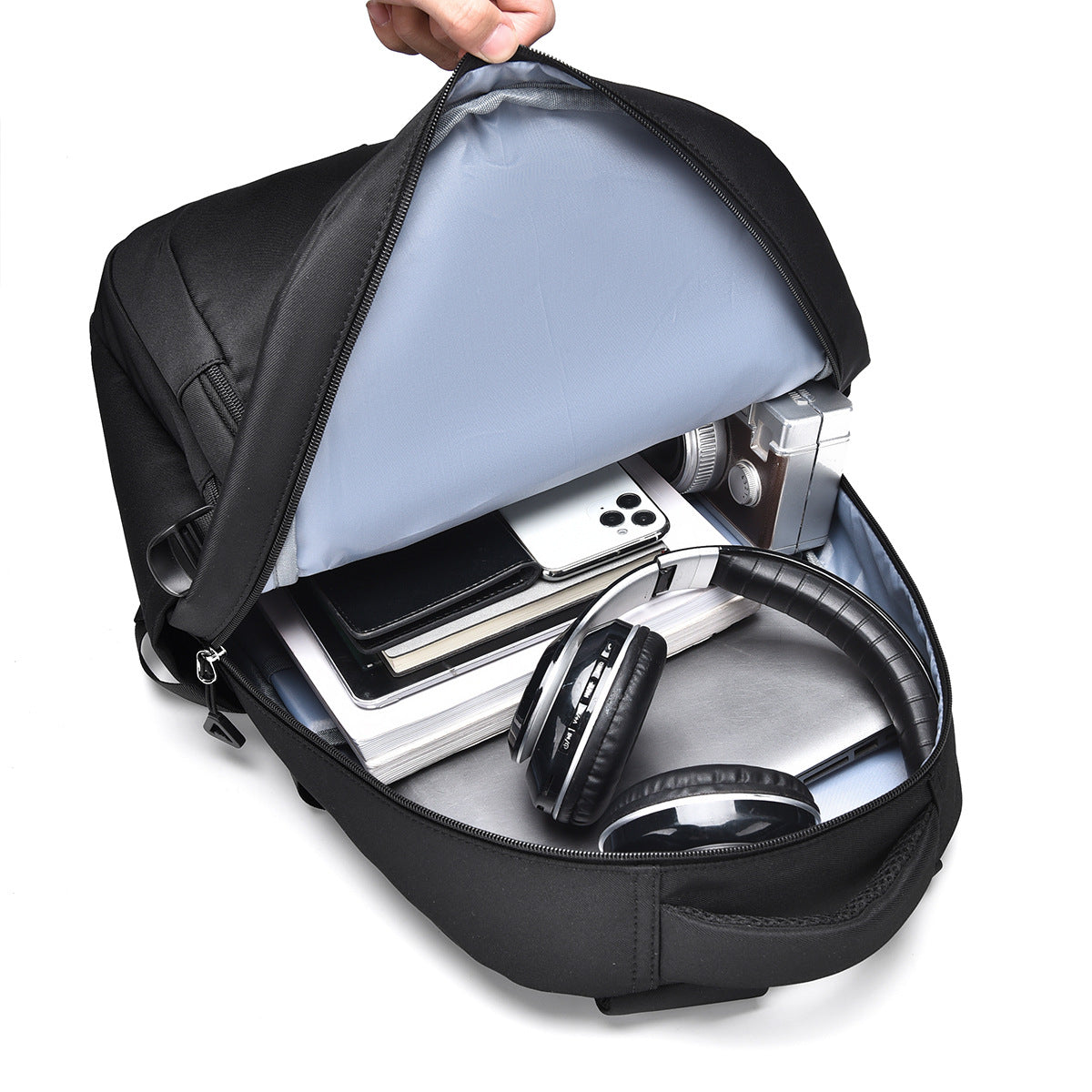 Functional backpack with ergonomic carrying system and multiple pockets