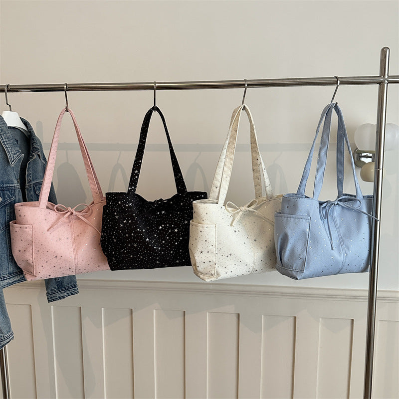 Women's Tote Bag with Sparkling Star Design-https://detail.1688.com/offer/1043998999749.html-Calm Wears-Black-nothing-Calm Wears