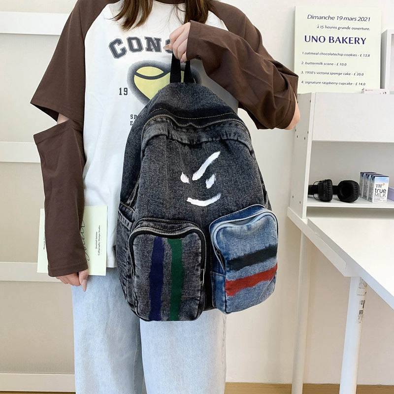 Artistic Denim Backpack Calm Wears