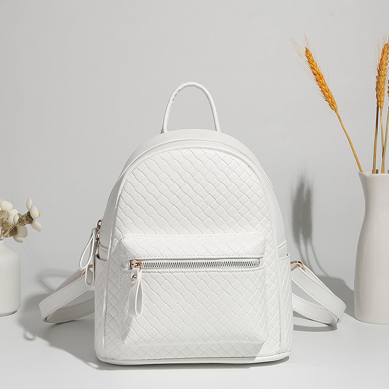 Woven Leather Mini Backpack