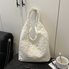 Elegant Floral Embroidered Grocery Tote Bag