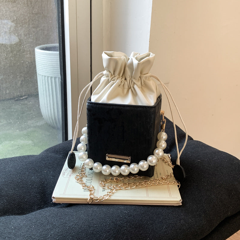 Ladies stylish mini handbag with drawstring and pearl accent-https://detail.1688.com/offer/1029579383087.html-Calm Wears-Black-nothing-Calm Wears