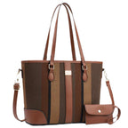 Women's tote bag with textured outer material and removable mini clutch-https://detail.1688.com/offer/785335558810.html-Calm Wears-Coffee-31-Calm Wears