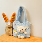 Plush Shoulder Bag with Cute Bear Design