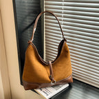 Women's elegant tote bag with authentic suede elements-https://detail.1688.com/offer/995332575880.html-Calm Wears-Braun-nothing-Calm Wears