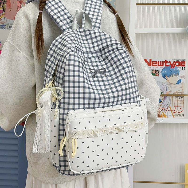 Playful Gingham and Polka Dot Backpack