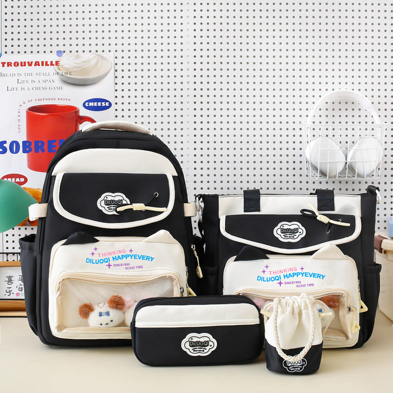 Multi-Functional 5-Piece School Backpack Organizer Set-https://detail.1688.com/offer/999335357981.html-Calm Wears-Black-Calm Wears