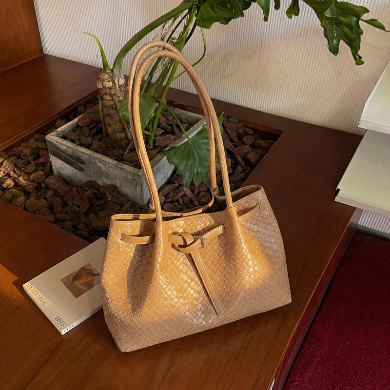 Textured Leather Tote Bag