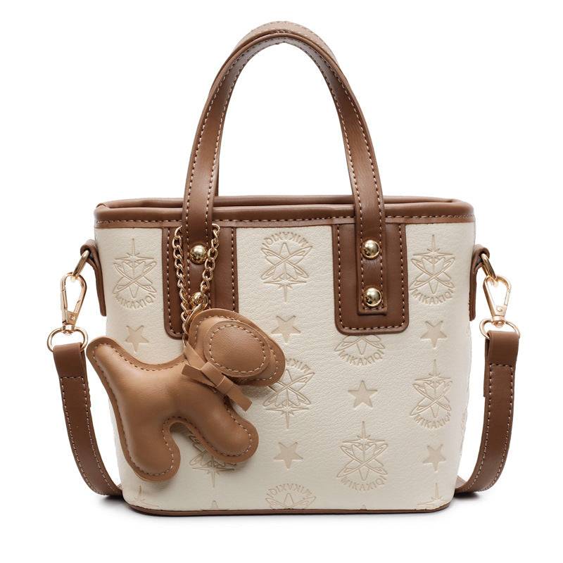 Ladies Mini Handbag with Playful Pendant-https://detail.1688.com/offer/895068907147.html-Calm Wears-Cream-Size: With pendant-Calm Wears