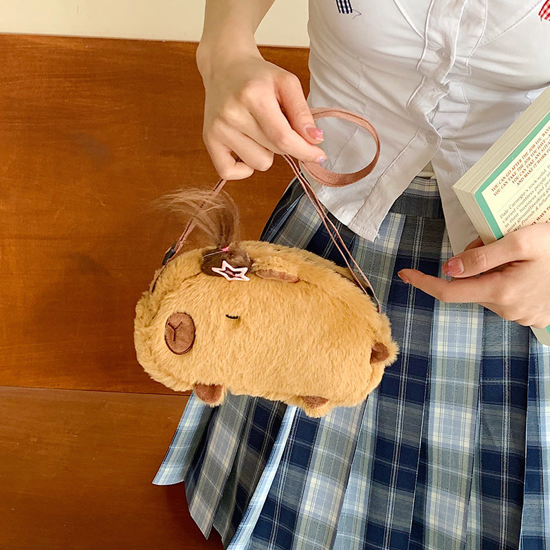 Plush Shoulder Bag with Cute Animal Design