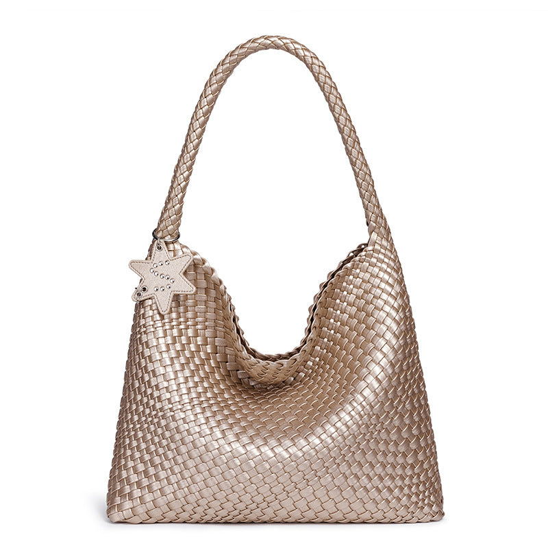 Braided Vegan Leather Hobo Handbag