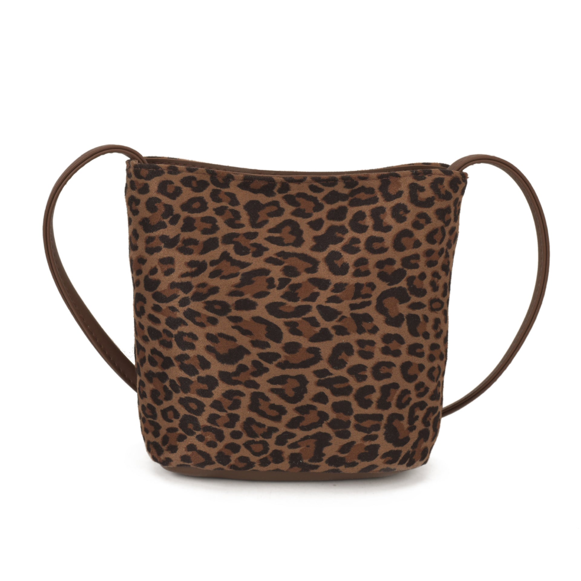 Women's mini bag made of soft suede with adjustable shoulder strap