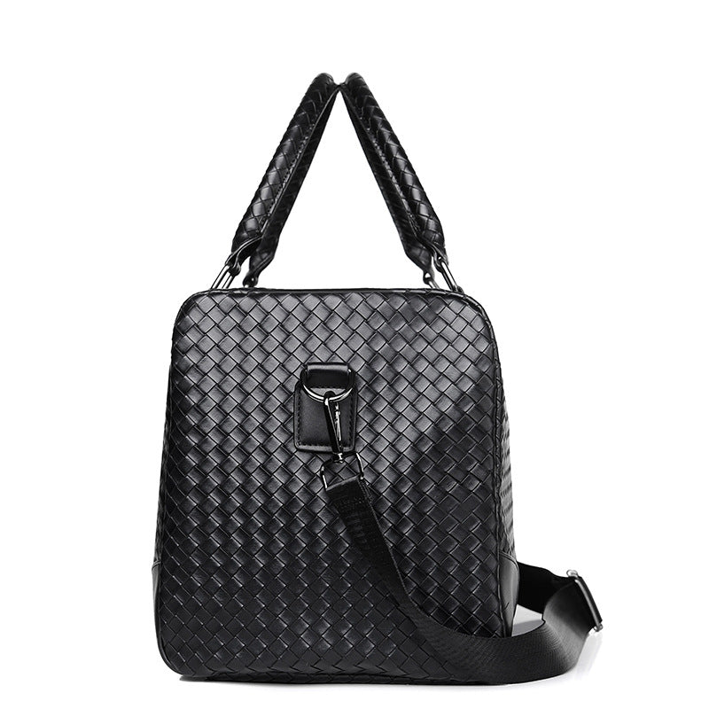 Premium Woven Leather Weekender Bag