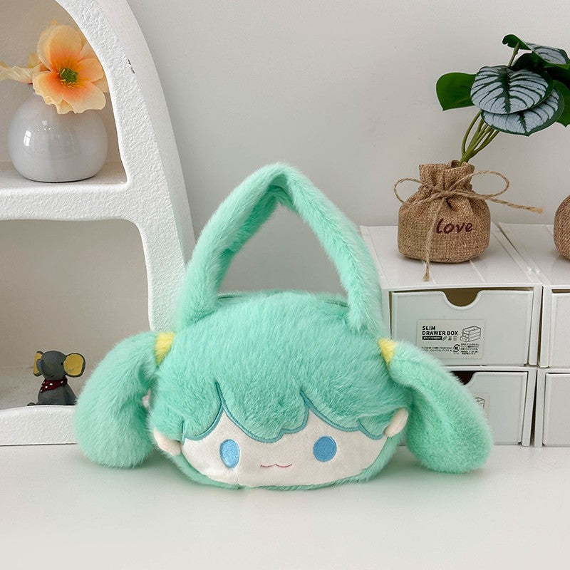 Playful plush handbag with ears and character design