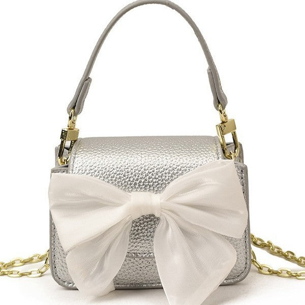 Ladies mini handbag with decorative bow design