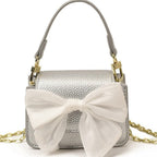 Ladies mini handbag with decorative bow design