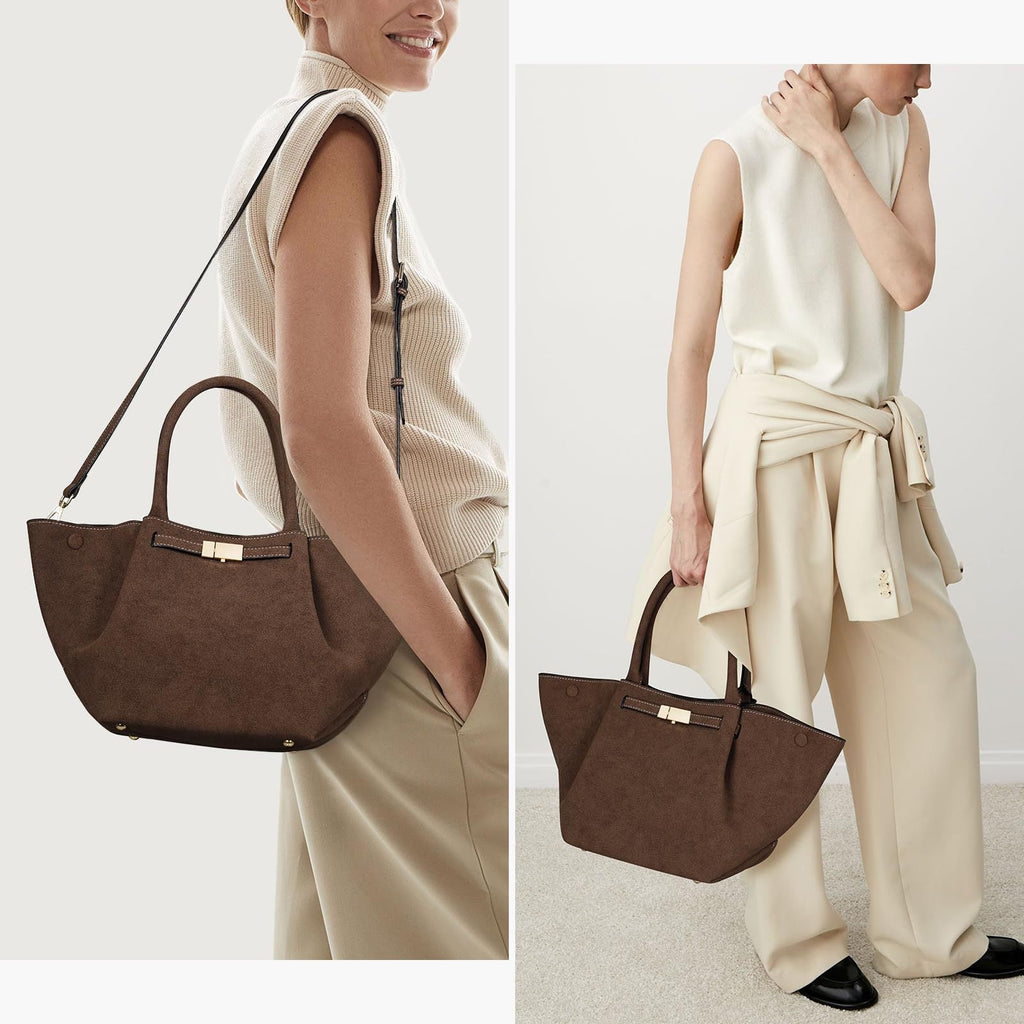 Large Suede Shoulder Handbag-dione couture20260421-Calm Wears-Coffee-Calm Wears