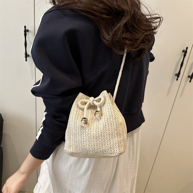 Bohemian Straw Bucket Bag
