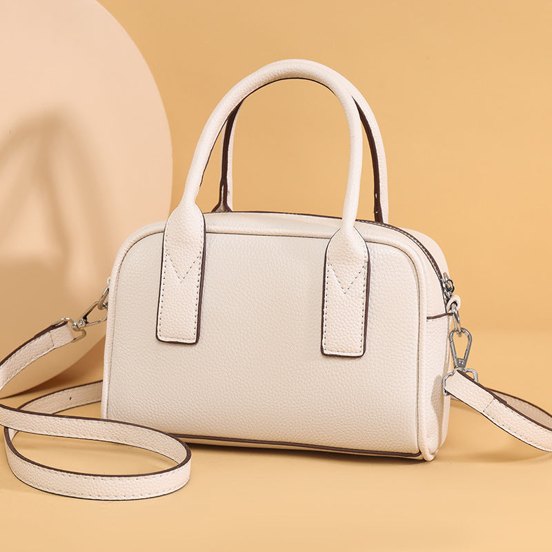 Textured Leather Mini Handheld Satchel