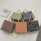 Ladies Jute Bag in classic Houndstooth pattern-https://detail.1688.com/offer/710679752572.html-Calm Wears-Orange-nothing-Calm Wears
