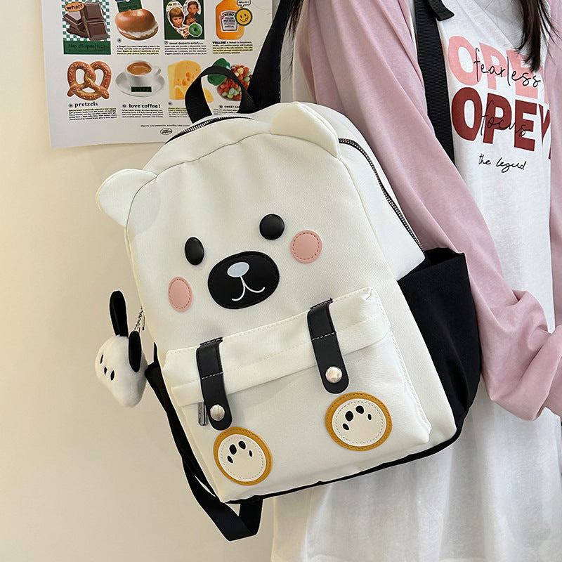 Plush backpack with bear design