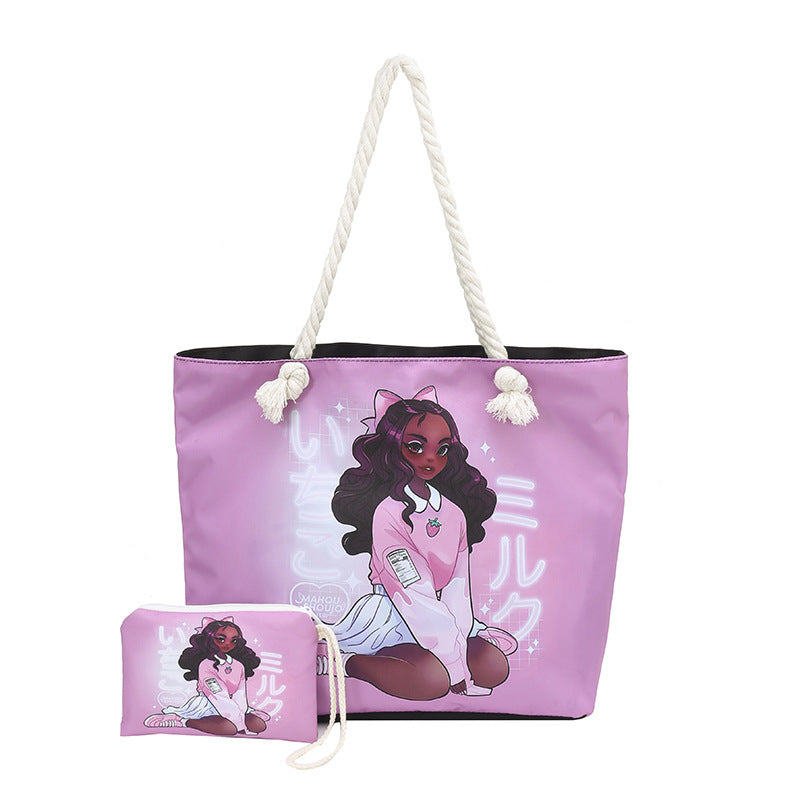 Stylish Graphic Print Beach Tote Bag