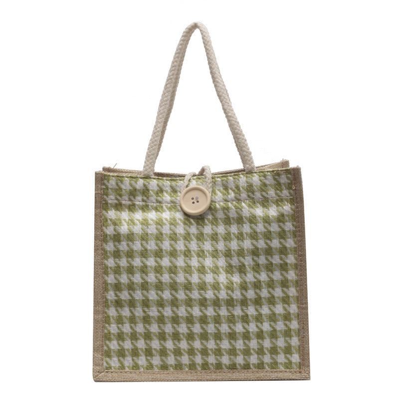 Ladies Jute Bag in classic Houndstooth pattern-https://detail.1688.com/offer/710679752572.html-Calm Wears-Orange-nothing-Calm Wears