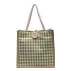 Ladies Jute Bag in classic Houndstooth pattern-https://detail.1688.com/offer/710679752572.html-Calm Wears-Orange-nothing-Calm Wears