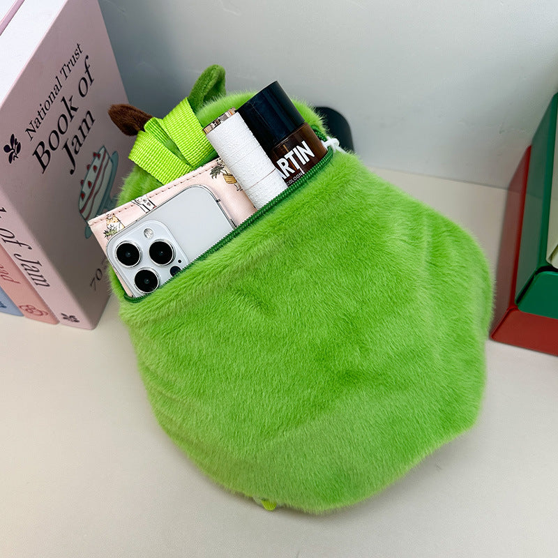 Plush Animal Backpack with Avocado Design