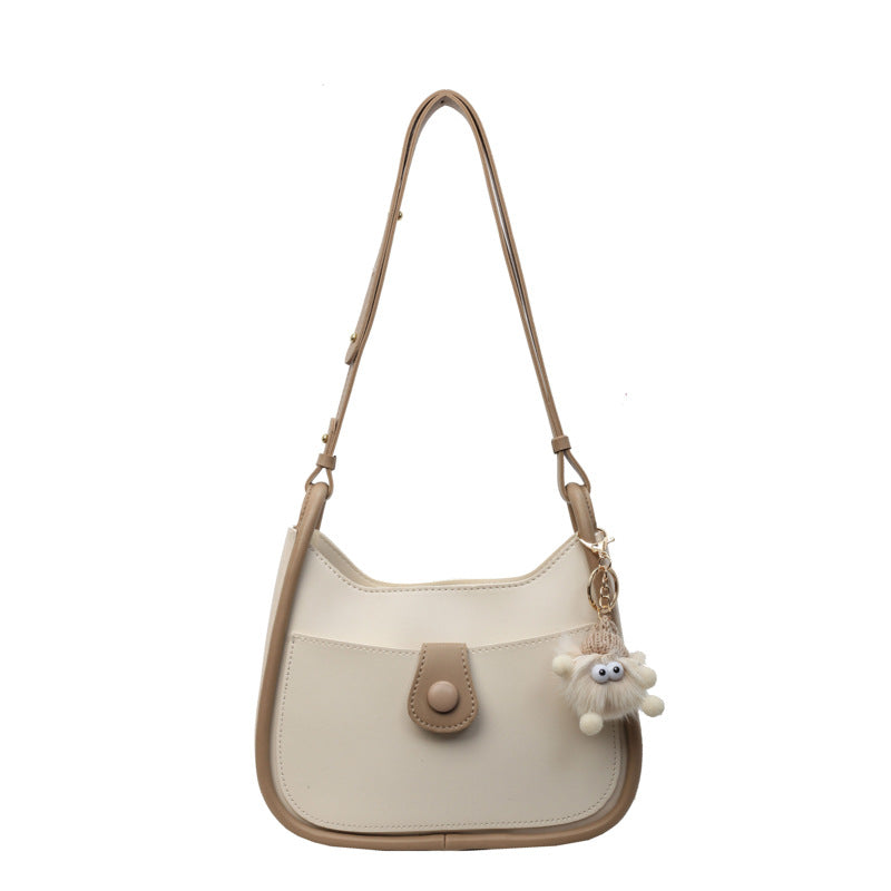 Women's shoulder bag made of high-quality synthetic leather with playful charm-https://detail.1688.com/offer/807384514793.html-Calm Wears-White-Size: One Size-Calm Wears