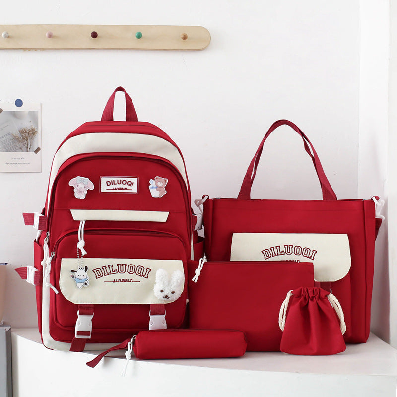 Multi-Purpose School Backpack and Tote Bag Set-https://detail.1688.com/offer/1006041000594.html-Calm Wears-Red-Calm Wears
