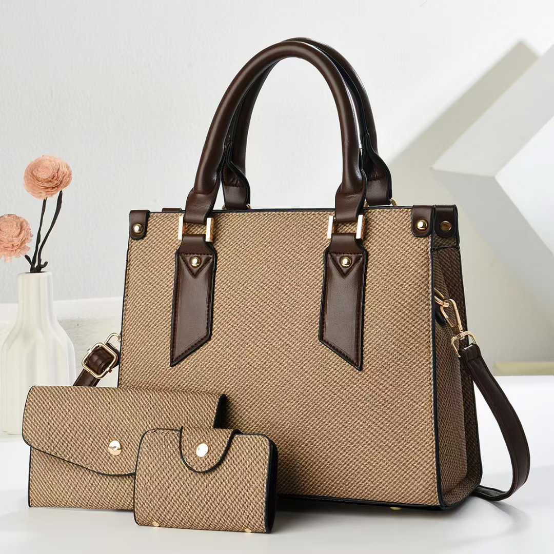 Women's tote bag with textured design and detachable clutch-https://detail.1688.com/offer/1036527263070.html-Calm Wears-Rot-271322-Calm Wears