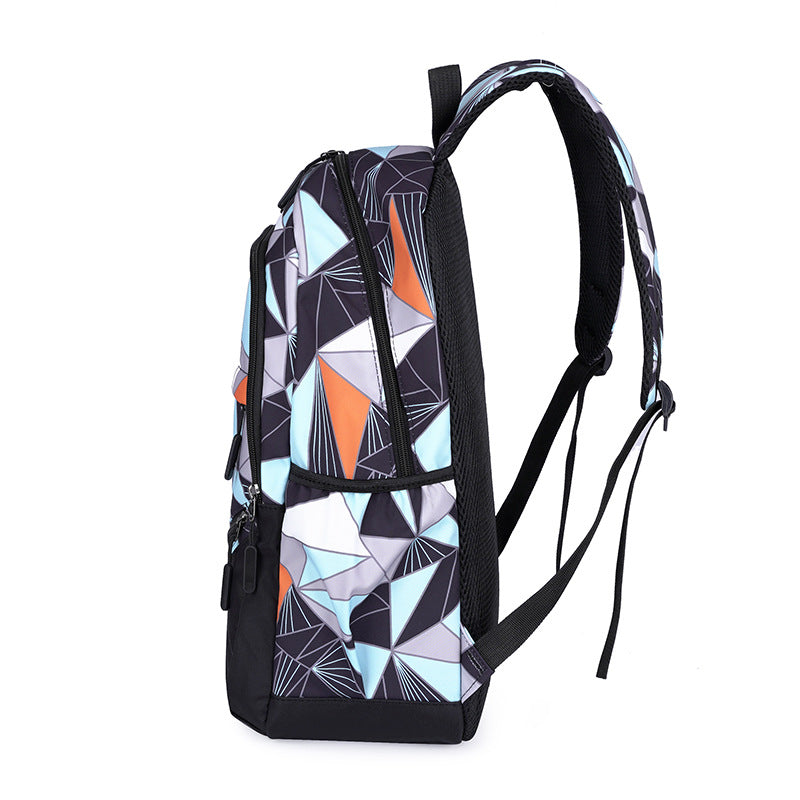 School backpack with multiple compartments and matching accessories