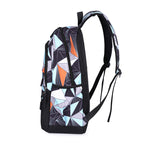 School backpack with multiple compartments and matching accessories
