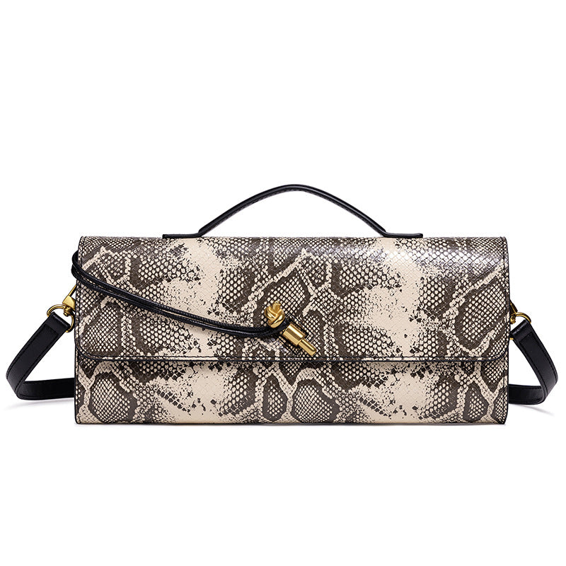 Elegant Textured Snakeskin Evening Clutch