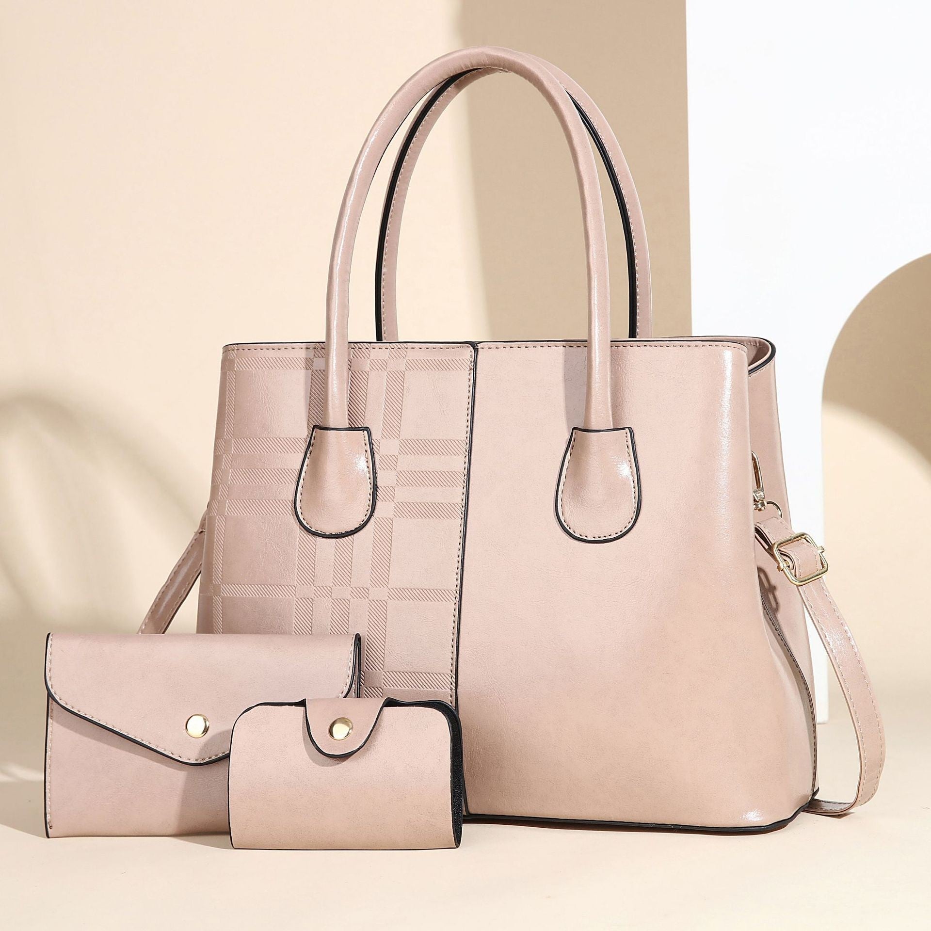 Ladies elegant tote handbag with detachable clutch and additional wallet-https://detail.1688.com/offer/1037958654494.html-Calm Wears-Khaki-3312525-Calm Wears