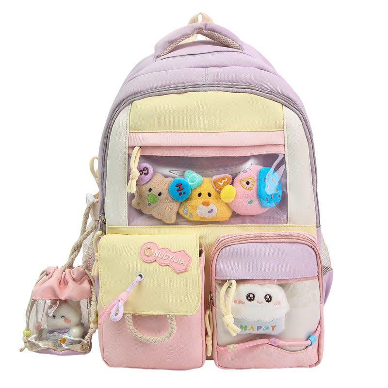 Cute Animal-Themed Multi-Pocket School Backpack