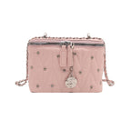 Women's mini handbag with elegant quilting and chain pendant